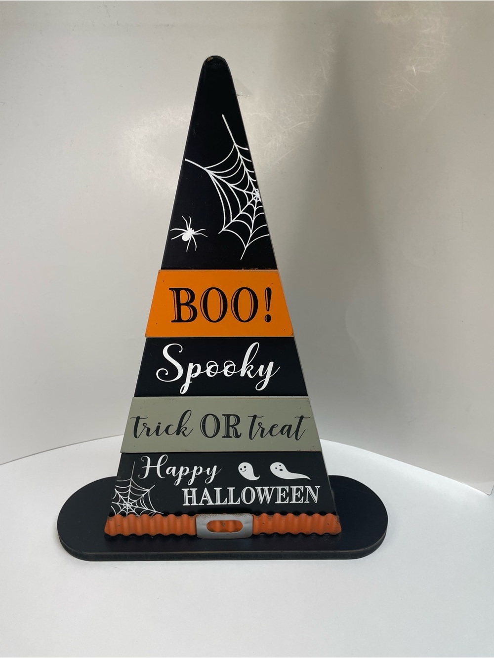 Halloween Cone Sign - Black & Orange Size 13 X 17 Spooky Boo 👻 - Picture 2 of 3